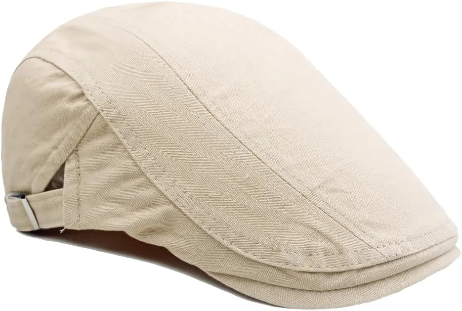 Quanhaigou Men's Cotton Flat Ivy Gatsby Newsboy Driving Hat Adjustable Irish Cabbie Ivy Driving Hunting Cap