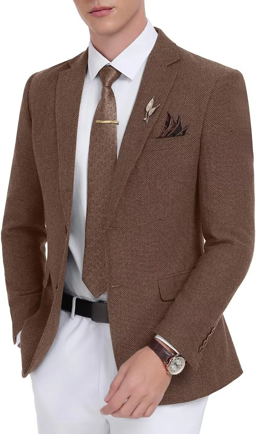 Retro Tweed Men's Suit Jackets Herringbone Slim Fit Sport Coats Blazer Prom Business Casual Men Tux Jacket Wedding Blazers