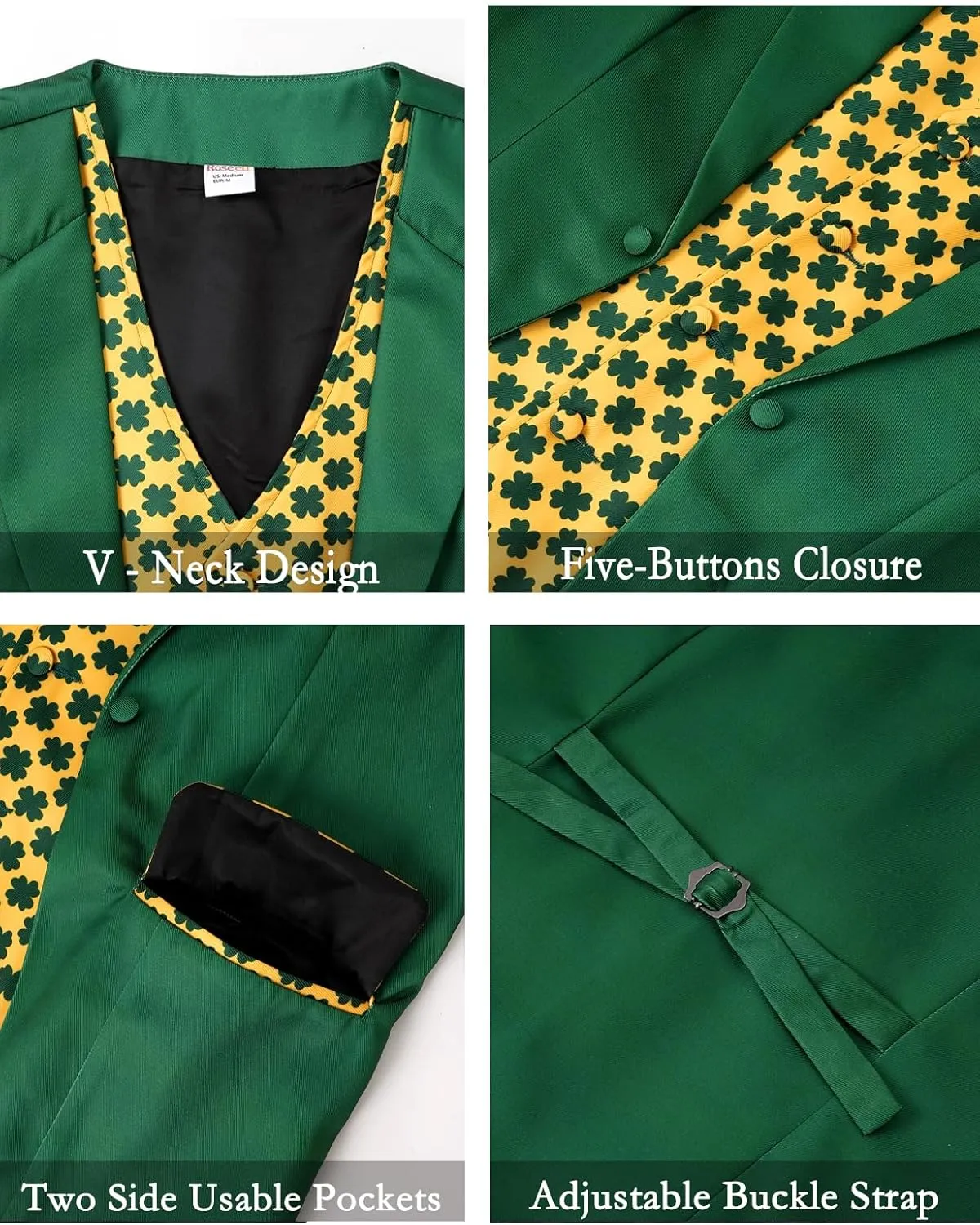 Roseelf Men's Festival Fake 2-Piece Suit Vest with Bowtie