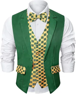 Roseelf Men's Festival Fake 2-Piece Suit Vest with Bowtie