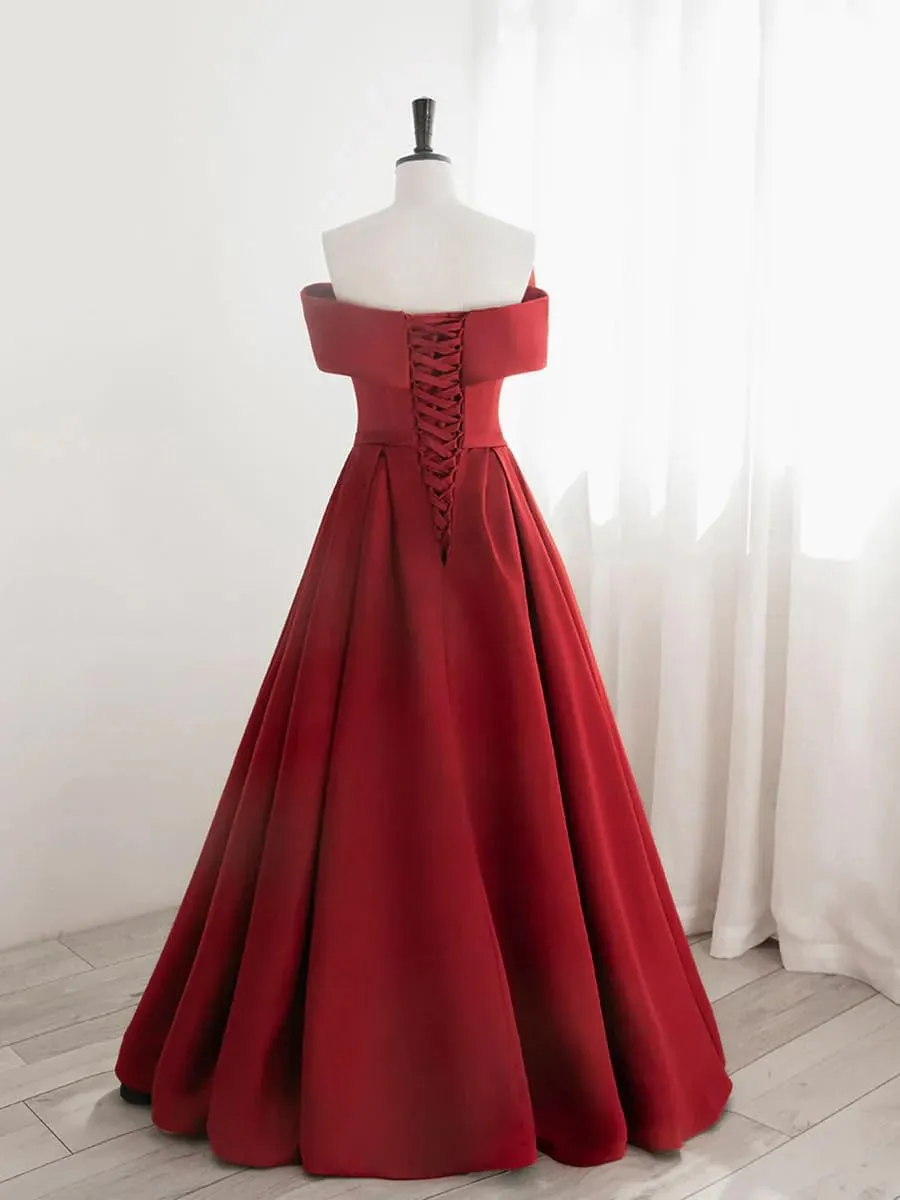 Satin Prom Dresses Bowknot Satin Ball Gowns for Women Elegant A Line Wedding Dress Evening Gown with Pockets