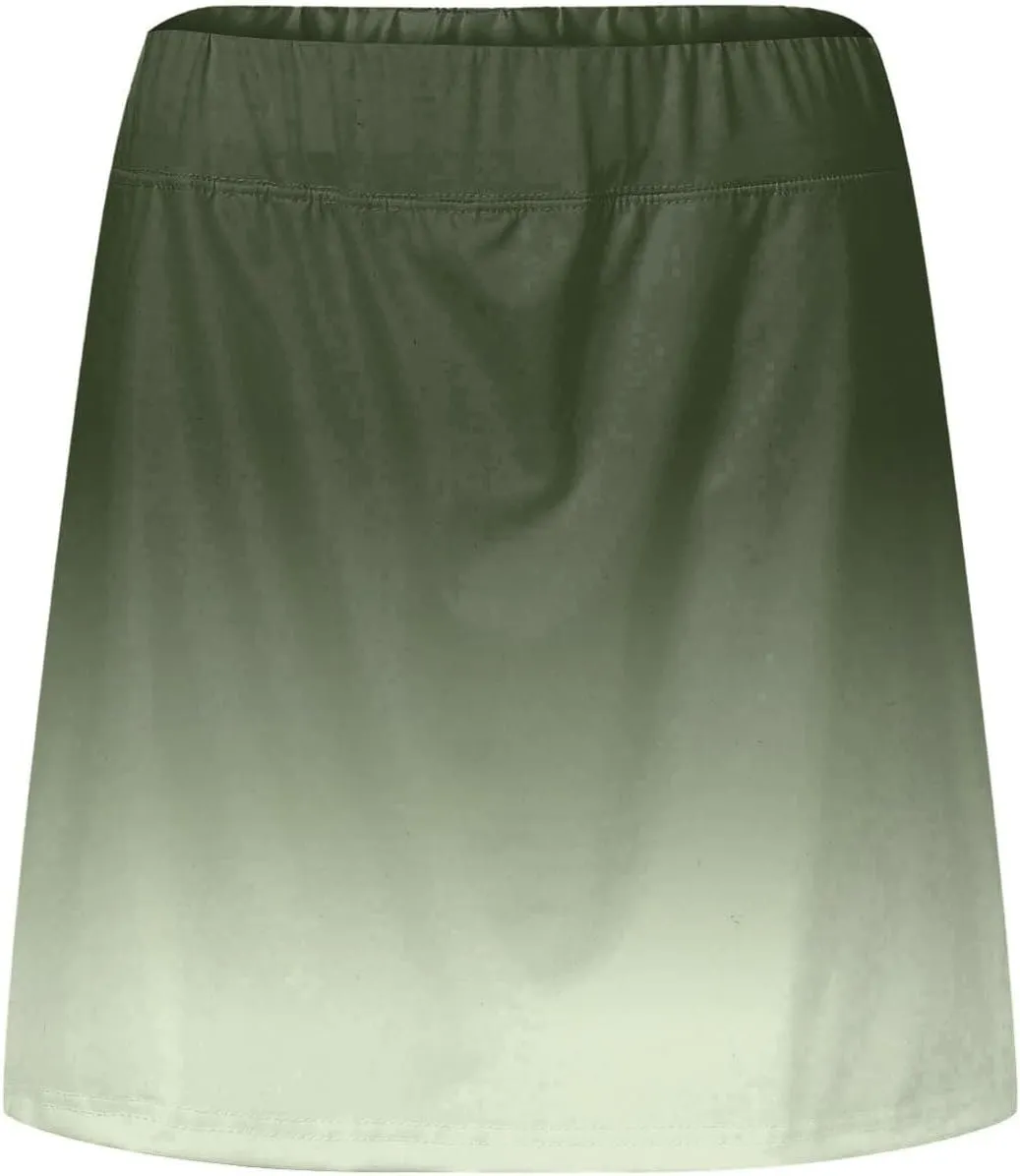 Skorts for Women Fashion Gradient Skirt with Built-in Shorts Summer Gym Athletic Running Skort Vacation Clothes 2025