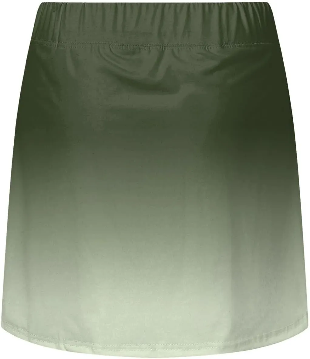 Skorts for Women Fashion Gradient Skirt with Built-in Shorts Summer Gym Athletic Running Skort Vacation Clothes 2025