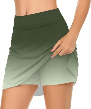 Skorts for Women Fashion Gradient Skirt with Built-in Shorts Summer Gym Athletic Running Skort Vacation Clothes 2025