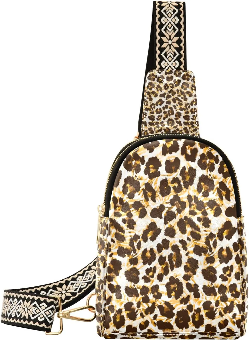 Small Sling Bag Waist Packs Leather Crossbody Packs Chest Bag Leopard for Women Travel Belt Purse