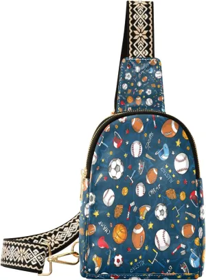 Small Sling Bag Waist Packs Leather Crossbody Packs Chest Bag Painting Ball for Women Travel Belt Purse