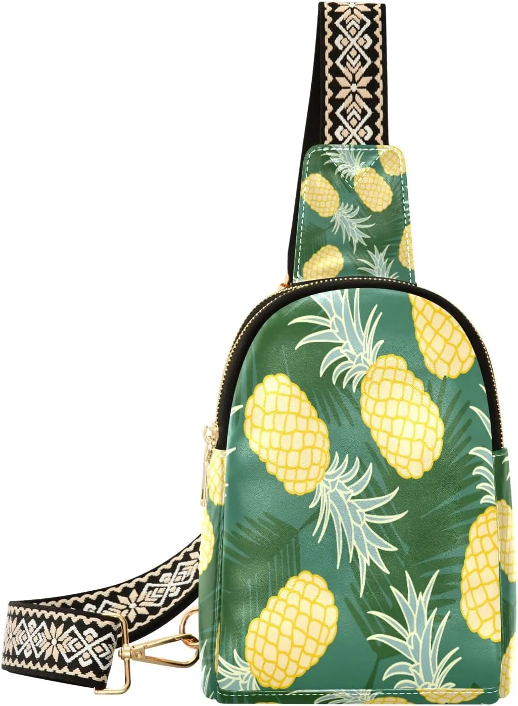 Small Sling Bag Waist Packs Leather Crossbody Packs Chest Bag Pineapple for Women Travel Belt Purse