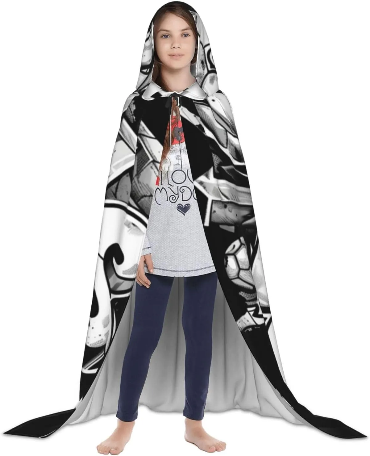 Soccer Halloween Cape For Teenagers, Hooded Cloak Long Cape Costume Cloak For Party Or Cosplay
