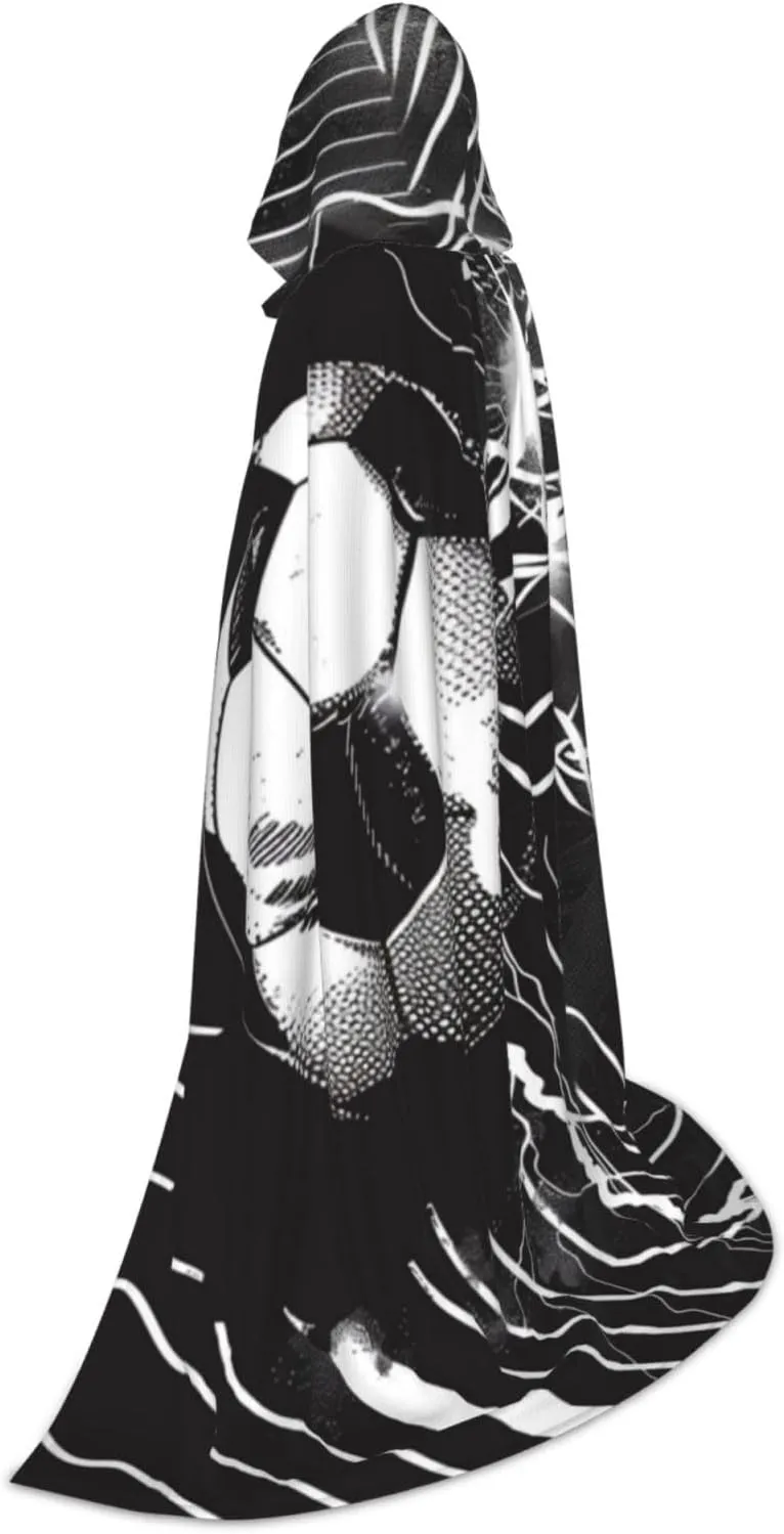 Soccer Halloween Cape For Teenagers, Hooded Cloak Long Cape Costume Cloak For Party Or Cosplay