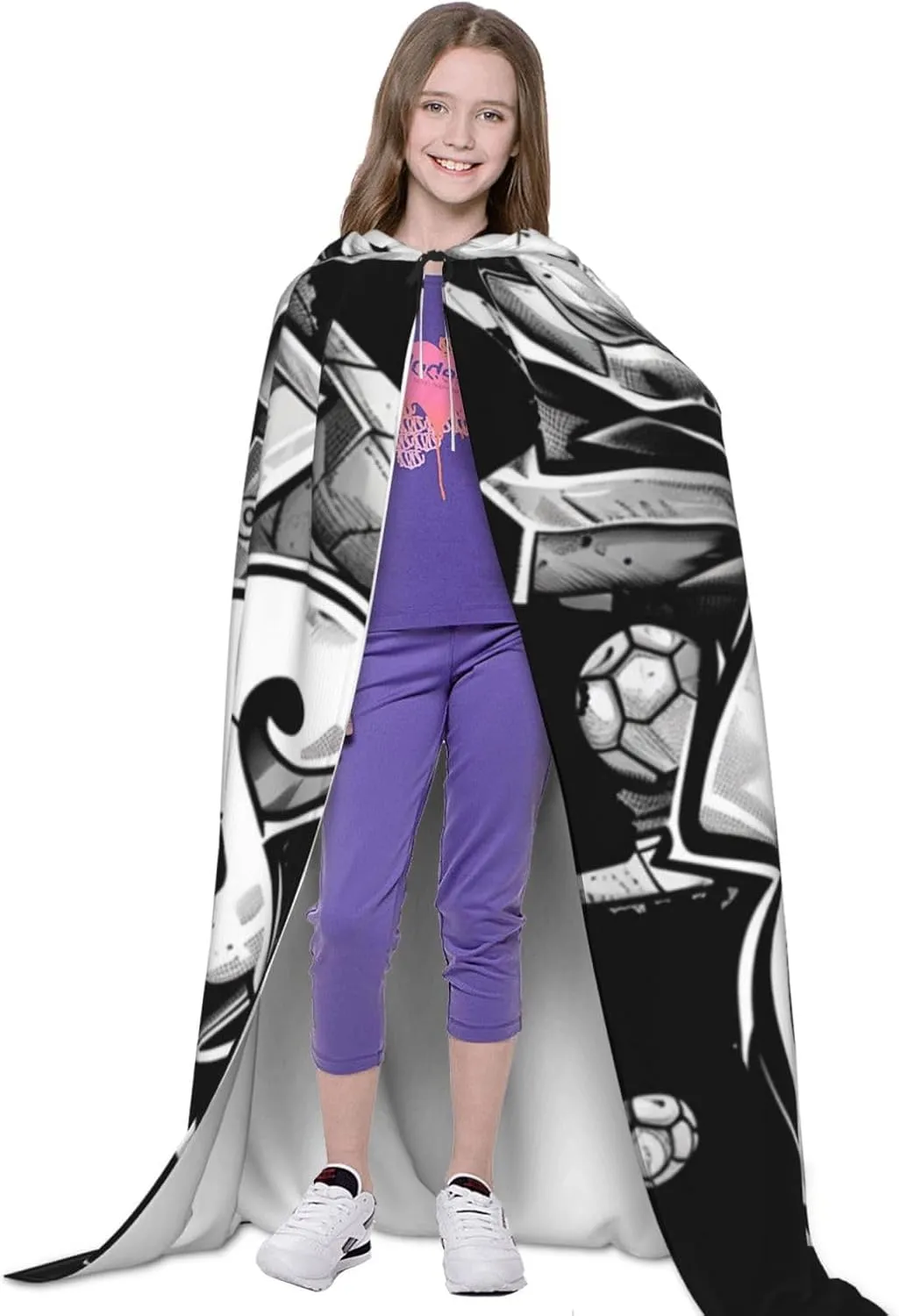 Soccer Halloween Cape For Teenagers, Hooded Cloak Long Cape Costume Cloak For Party Or Cosplay