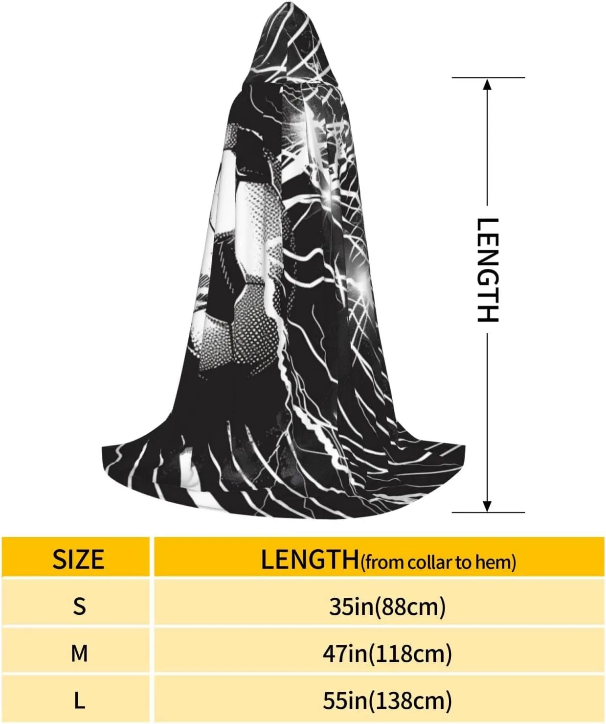 Soccer Halloween Cape For Teenagers, Hooded Cloak Long Cape Costume Cloak For Party Or Cosplay