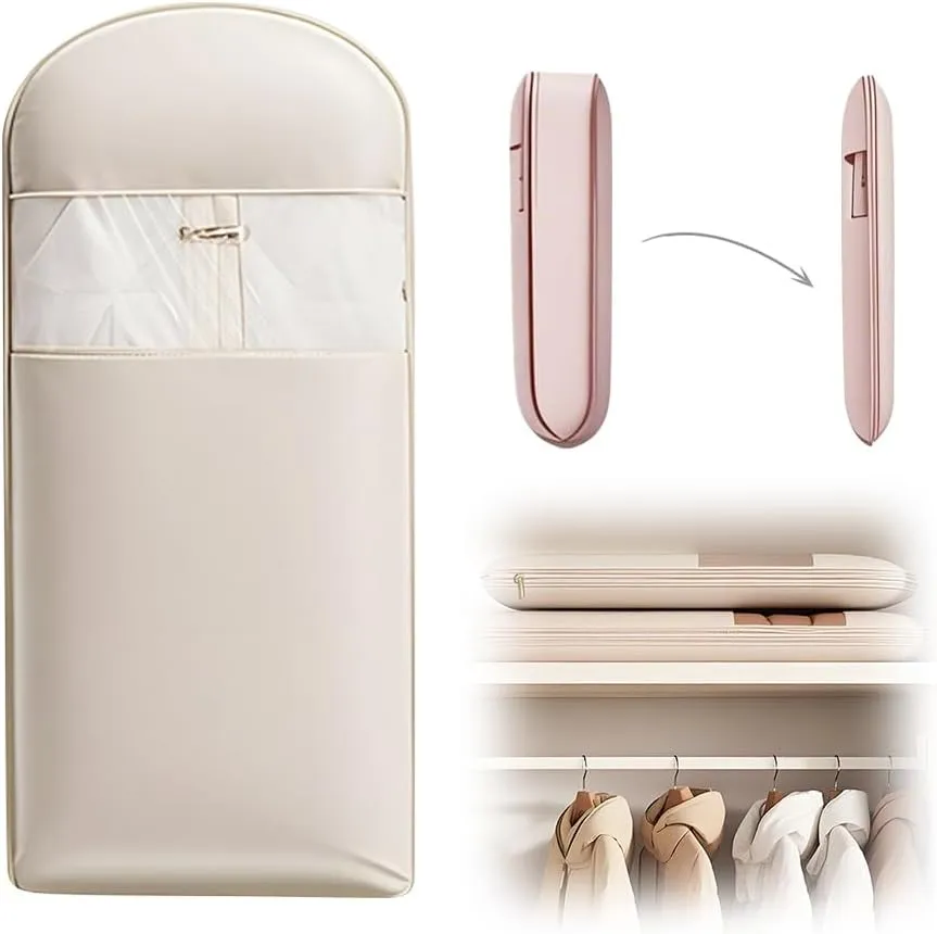 Space Saving Hanging Garment Bag with Self Compression Zipper, 2025 New Garment Bags for Travel, Hanging Clothes,Suit Bags for Closet Storage, Space Saver (Beige, Medium)