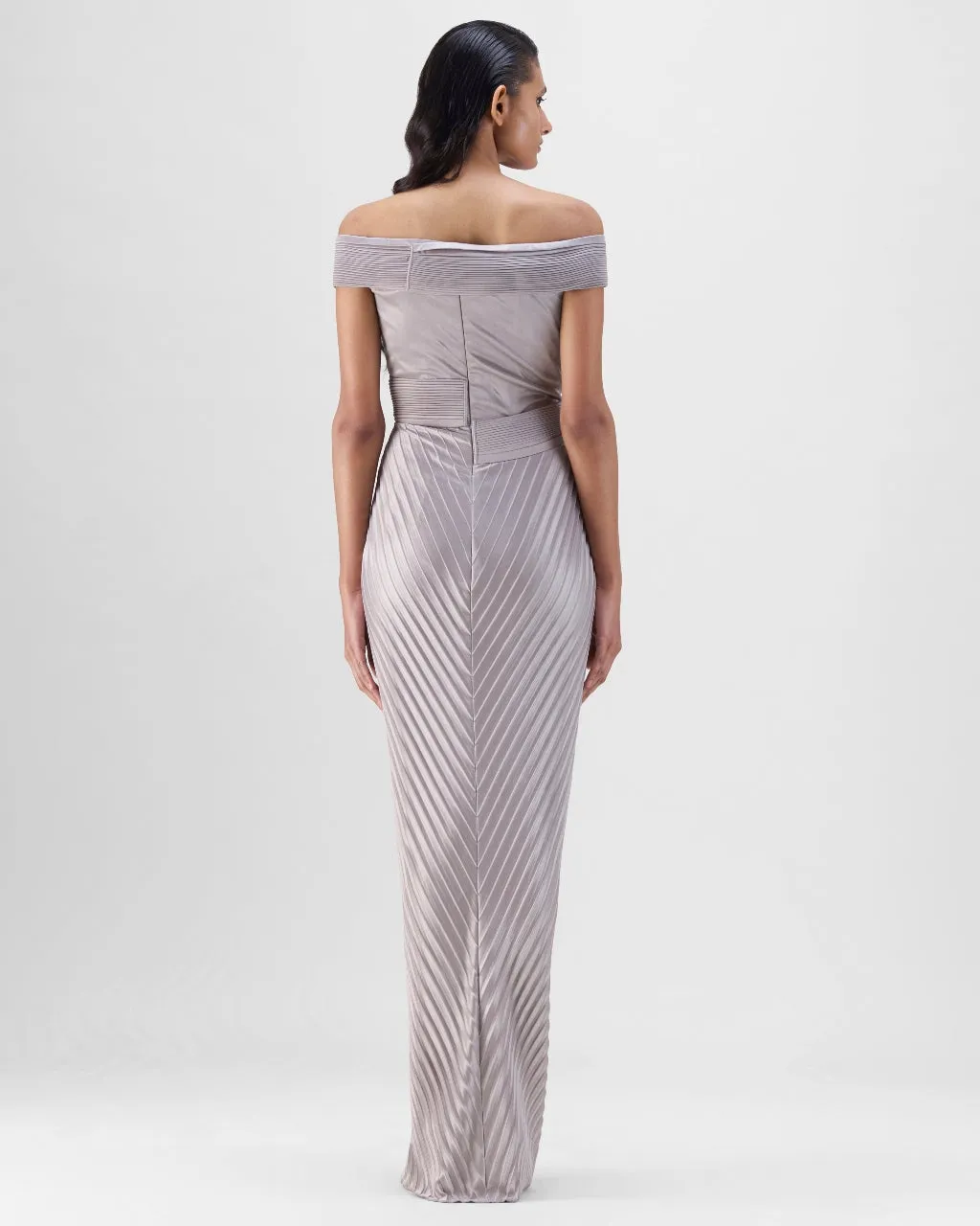Steel Structured Plisse Gown
