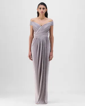 Steel Structured Plisse Gown