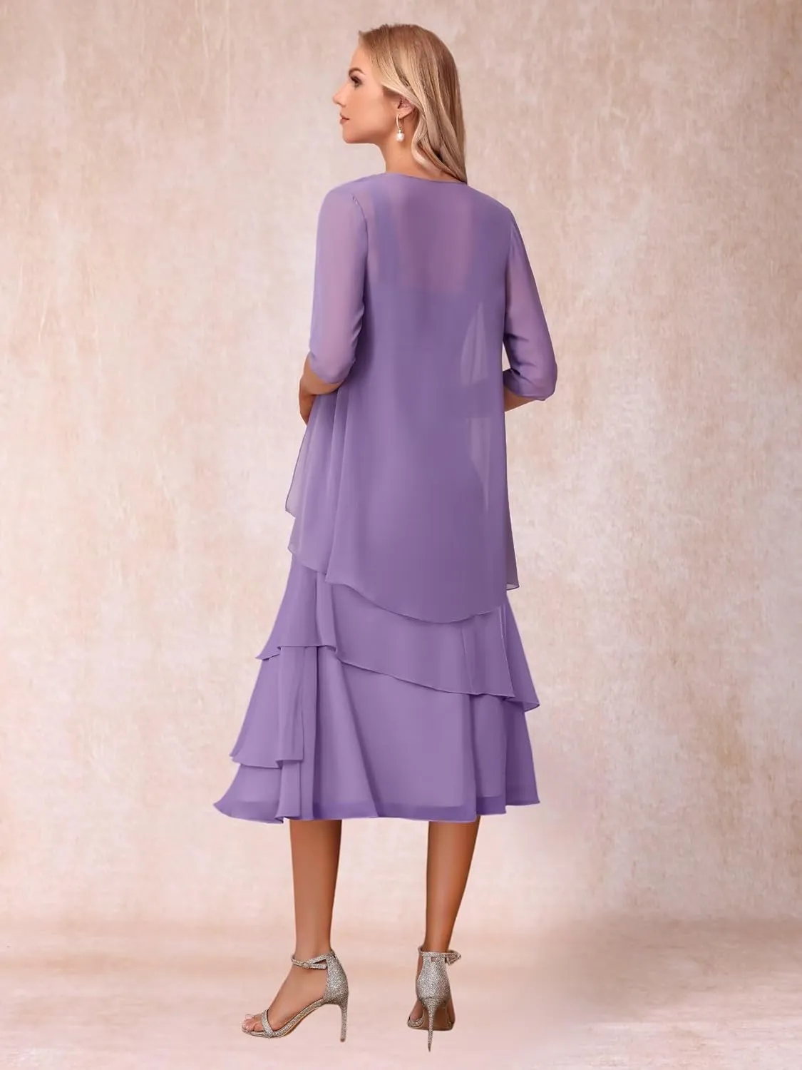 Stylefun Women's Mother of The Bride Dress for Wedding 2025 with Jacket 2 Piece Chiffon Formal Evening Dress CYM312