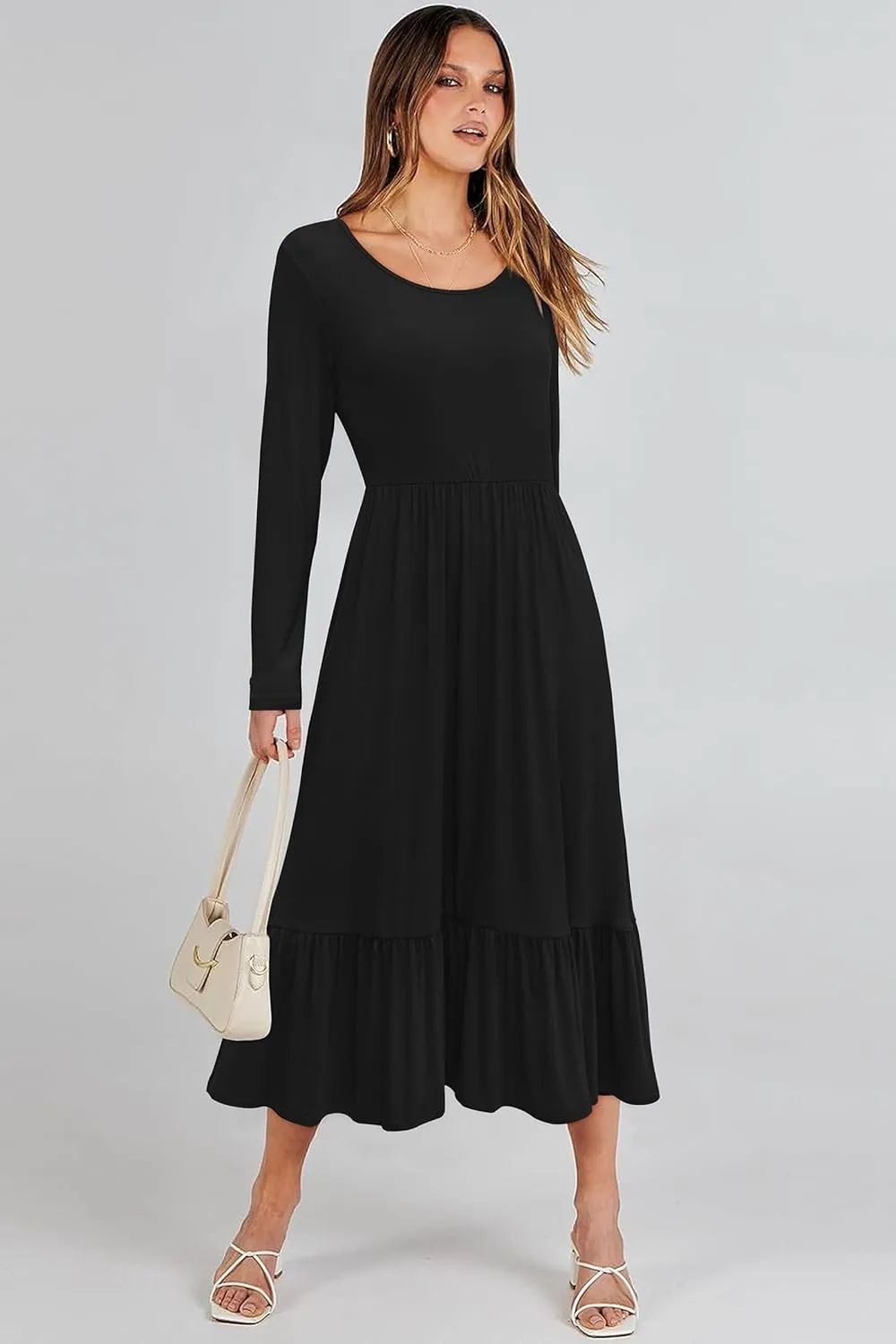 STYLEWORD Women's 2025 Summer Beach Vacation Dresses Casual Sleeveless Tank Tiered Flowy Midi Sundress