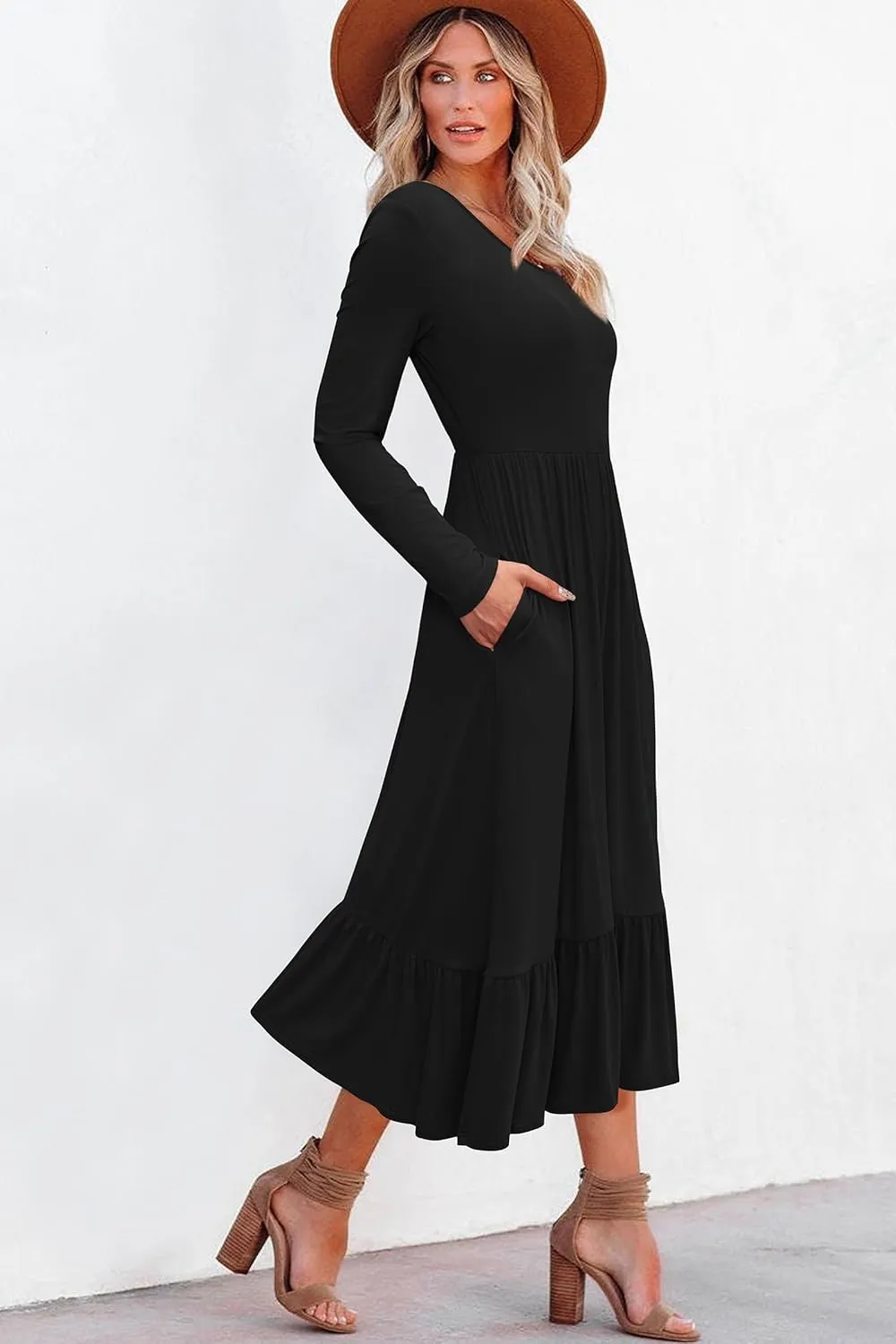 STYLEWORD Women's 2025 Summer Beach Vacation Dresses Casual Sleeveless Tank Tiered Flowy Midi Sundress