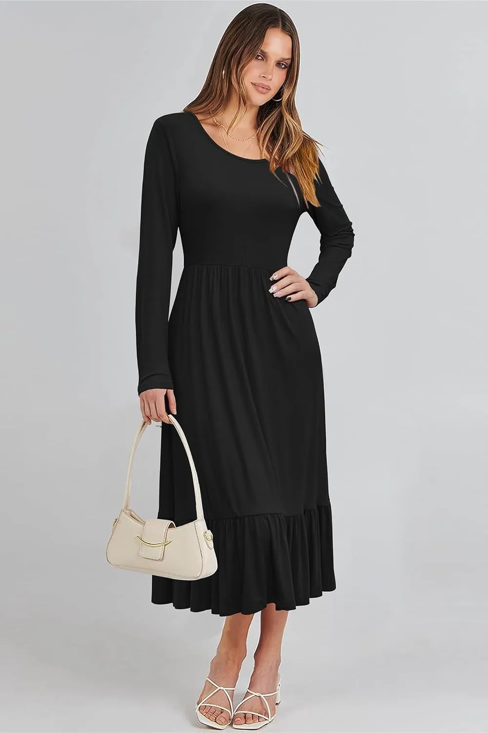 STYLEWORD Women's 2025 Summer Beach Vacation Dresses Casual Sleeveless Tank Tiered Flowy Midi Sundress