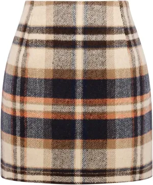 Sweater Dress for Women 2025 Mini Plaid Skirts for Women High Waisted Fall Winter Warm Pencil Short Stretchy Skirt