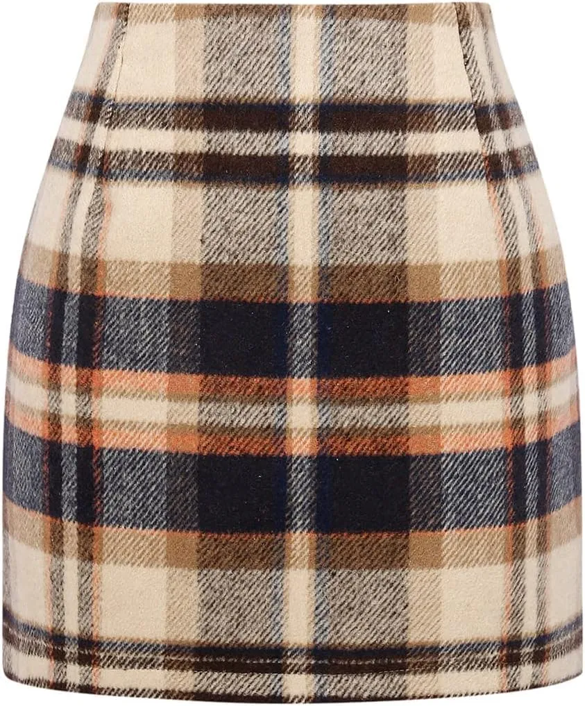 Sweater Dress for Women 2025 Mini Plaid Skirts for Women High Waisted Fall Winter Warm Pencil Short Stretchy Skirt