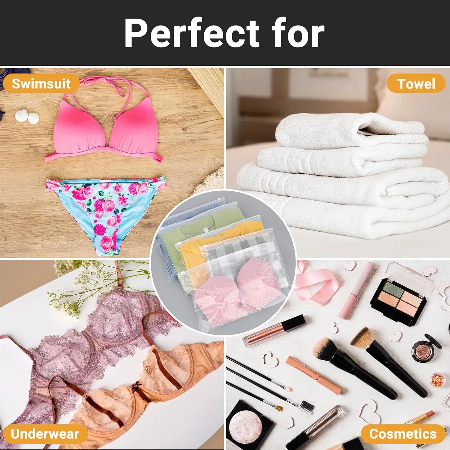 Swimsuit Bags Storage Clear, T Shirt Packaging Bags, Waterproof for Bikini, Swimwear, Bathing Suit Storage, 10x8 inch, Pack of 25, 3 Mil