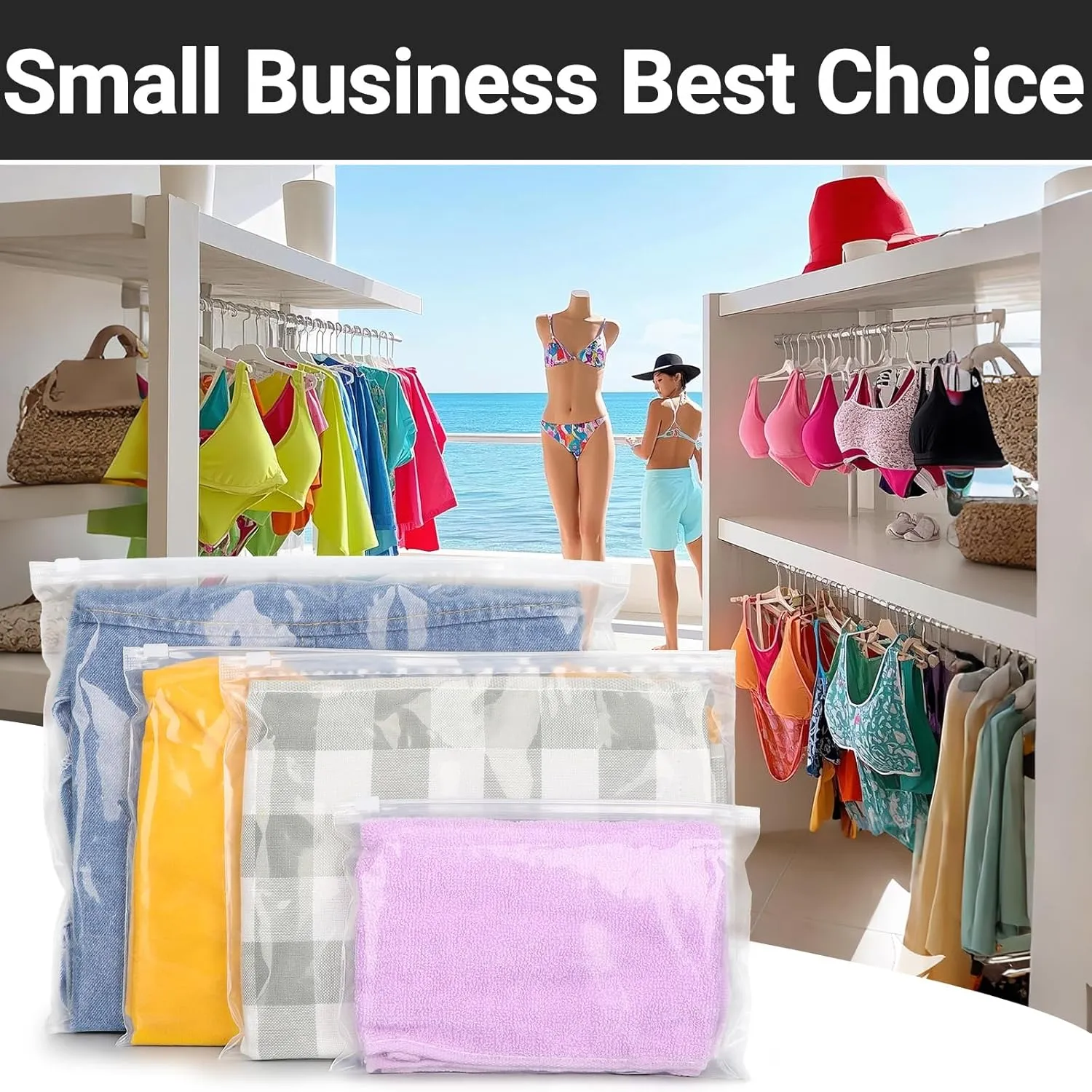 Swimsuit Bags Storage Clear, T Shirt Packaging Bags, Waterproof for Bikini, Swimwear, Bathing Suit Storage, 10x8 inch, Pack of 25, 3 Mil