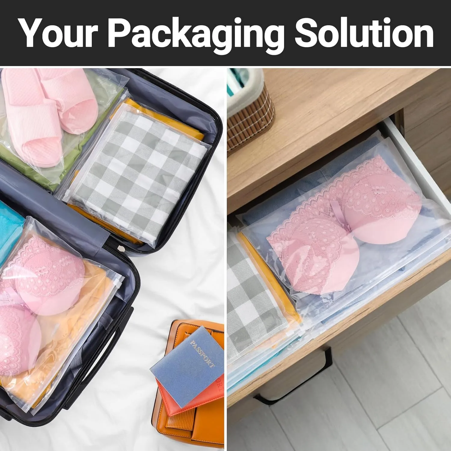Swimsuit Bags Storage Clear, T Shirt Packaging Bags, Waterproof for Bikini, Swimwear, Bathing Suit Storage, 10x8 inch, Pack of 25, 3 Mil