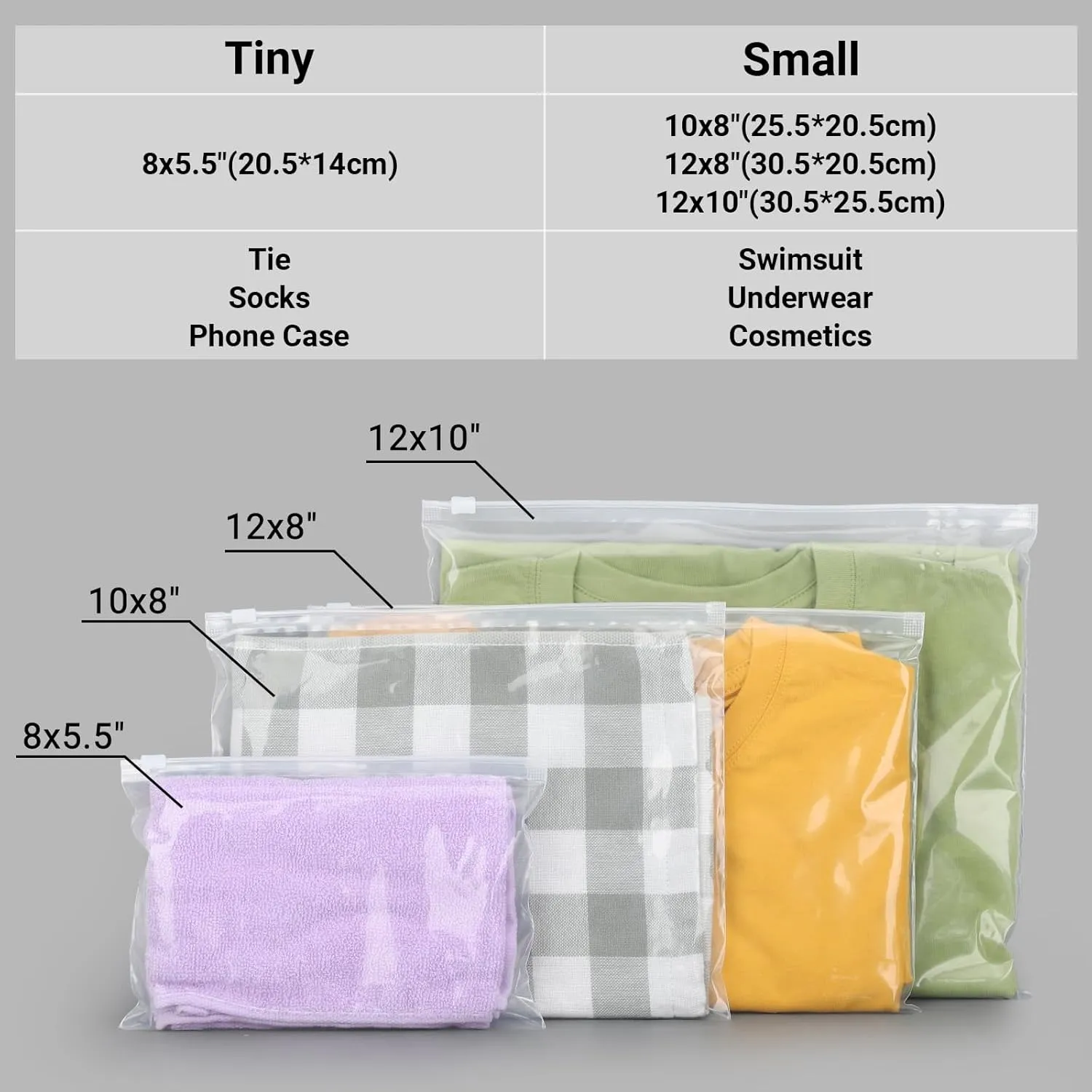 Swimsuit Bags Storage Clear, T Shirt Packaging Bags, Waterproof for Bikini, Swimwear, Bathing Suit Storage, 10x8 inch, Pack of 25, 3 Mil