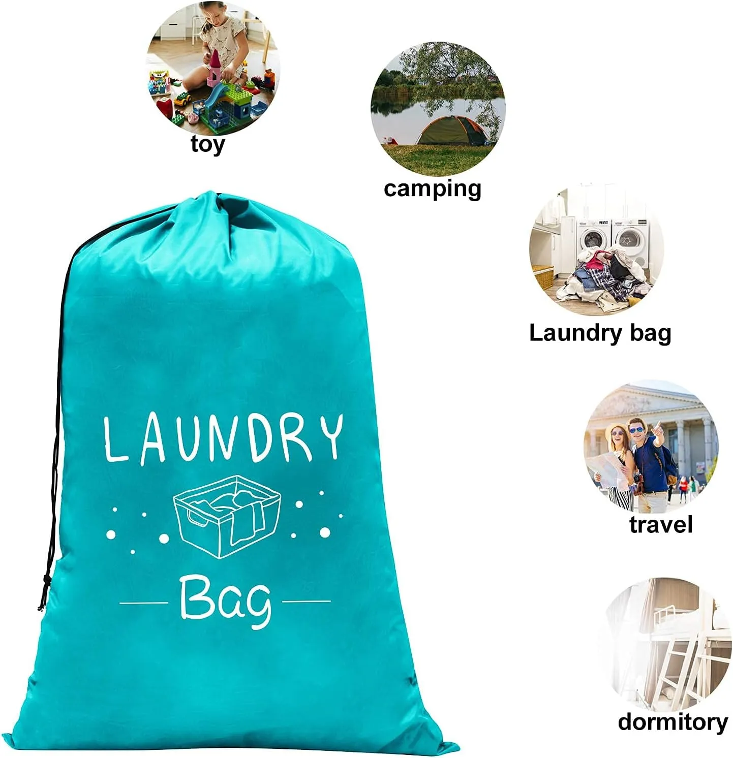 Sylfairy 2 Pack Extra Large Travel Laundry Bag, Dirty Clothes Organizer with Drawstring,Heavy Duty Travel Laundry Bags,Easy Fit a Laundry Hamper Travel Essentials