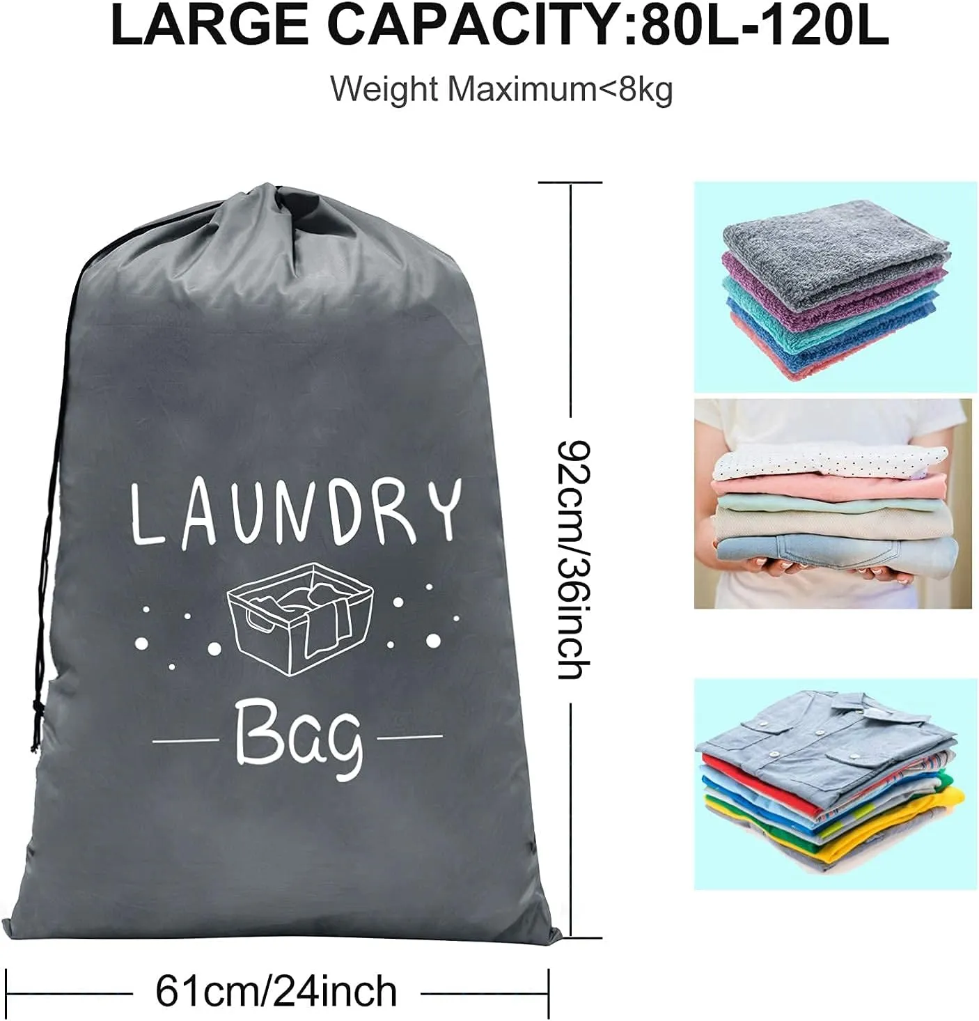 Sylfairy 2 Pack Extra Large Travel Laundry Bag, Dirty Clothes Organizer with Drawstring,Heavy Duty Travel Laundry Bags,Easy Fit a Laundry Hamper Travel Essentials
