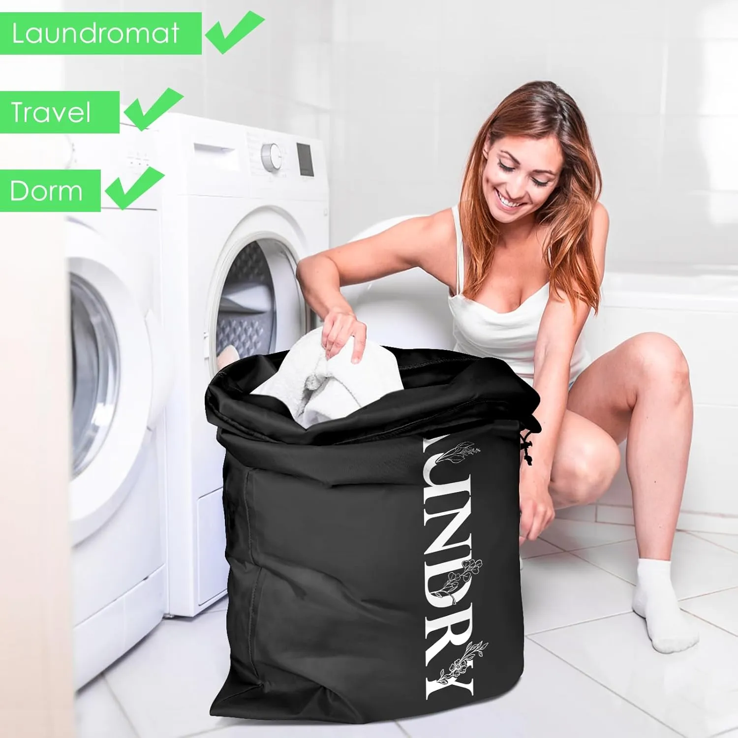 Sylfairy Laundry bags, 2 Pack Travel Laundry Bag for Dirty Clothes with Drawstring, Heavy Duty Laundry Bag for Traveling Camping, Easy Fit a Laundry Hamper or Basket Travel Essentials