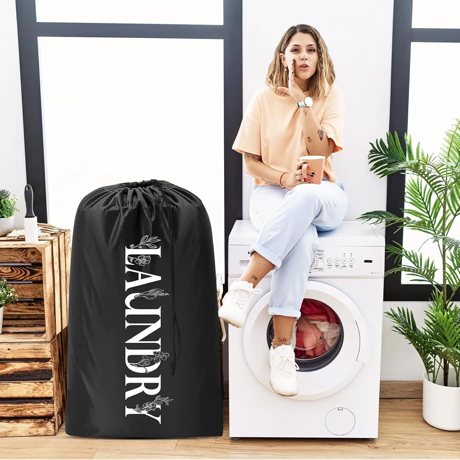 Sylfairy Laundry bags, 2 Pack Travel Laundry Bag for Dirty Clothes with Drawstring, Heavy Duty Laundry Bag for Traveling Camping, Easy Fit a Laundry Hamper or Basket Travel Essentials
