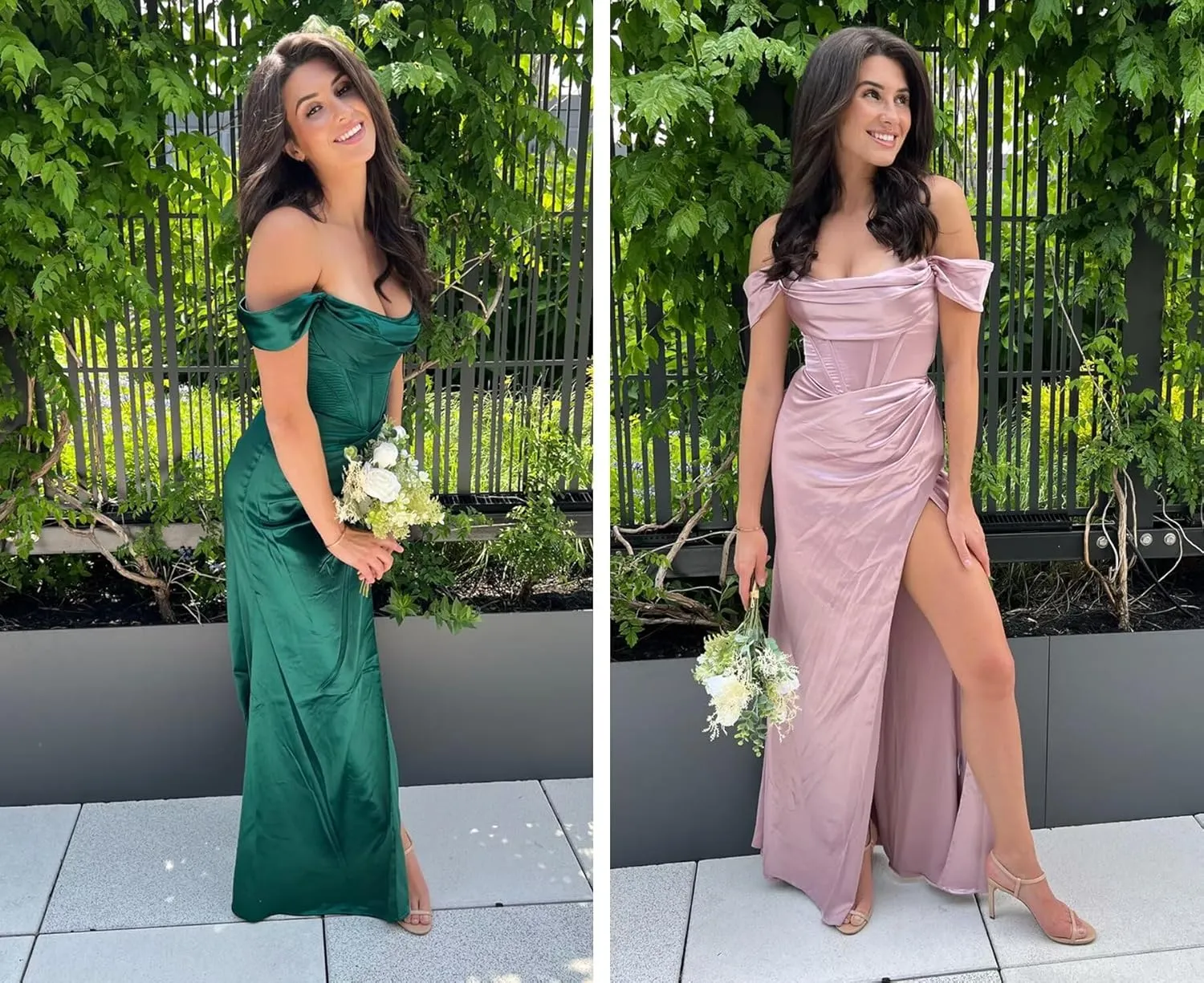 SYYS Satin Bridesmaid Dresses for Women 2024 Off Shoulder Bodycon Prom Dresses SYYS402