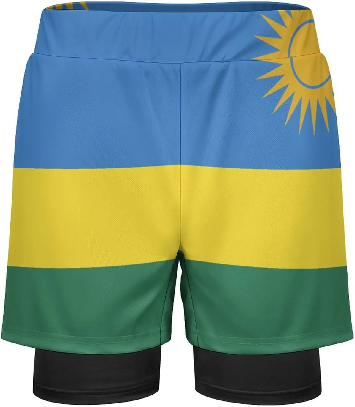 TAIZIYEAH Beach Shorts Rwanda Flag Men's Casual Swimming Trunks with Pockets Quick-Drying Sports Beach Pants XL
