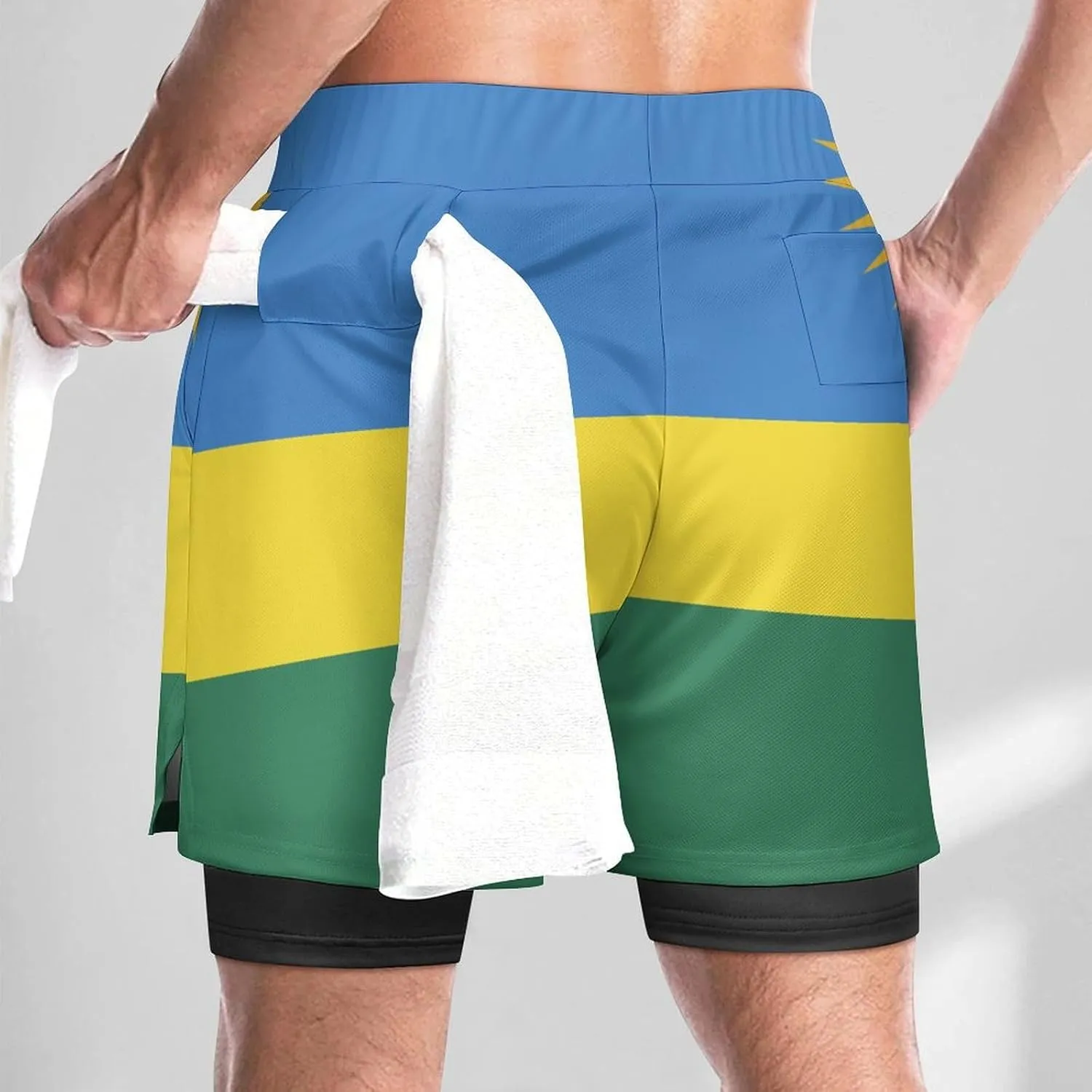 TAIZIYEAH Beach Shorts Rwanda Flag Men's Casual Swimming Trunks with Pockets Quick-Drying Sports Beach Pants XL