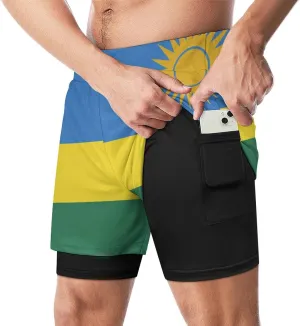 TAIZIYEAH Beach Shorts Rwanda Flag Men's Casual Swimming Trunks with Pockets Quick-Drying Sports Beach Pants XL