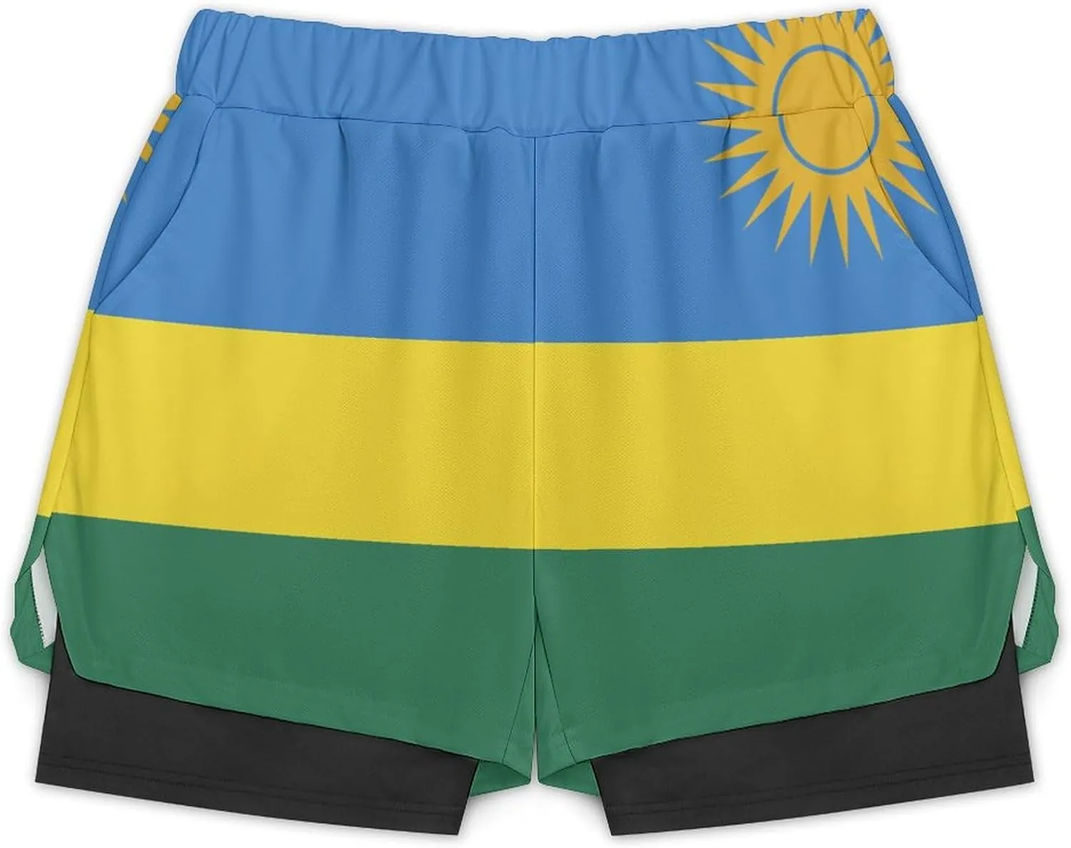 TAIZIYEAH Beach Shorts Rwanda Flag Men's Casual Swimming Trunks with Pockets Quick-Drying Sports Beach Pants XL