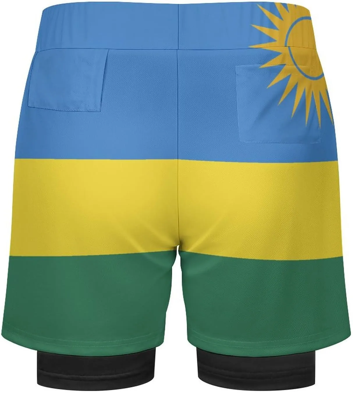 TAIZIYEAH Beach Shorts Rwanda Flag Men's Casual Swimming Trunks with Pockets Quick-Drying Sports Beach Pants XL