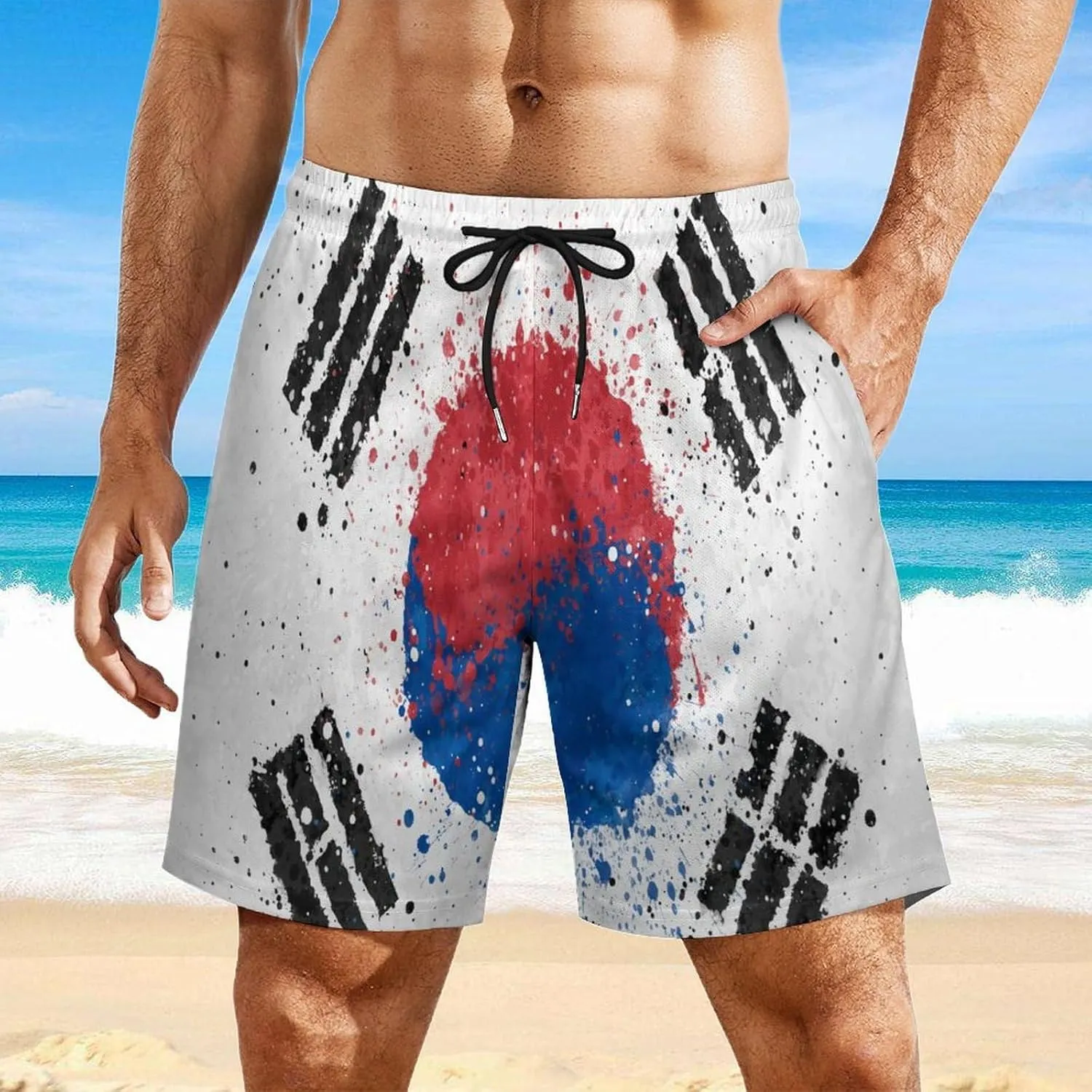 TAIZIYEAH Men's Beach Shorts Sports Beach Pants Swimwear Bathing Suits Board Shorts with Pocket Comfortable