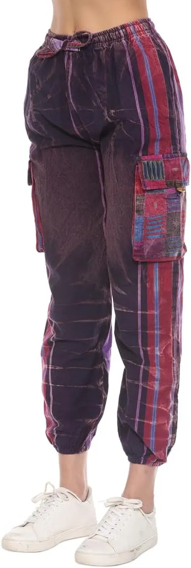THE COLLECTION ROYAL Unisex Hippie Stonewashed Bohemian Casual Rave Festival Harem Drawstring Boho Trouser Jogger Pants