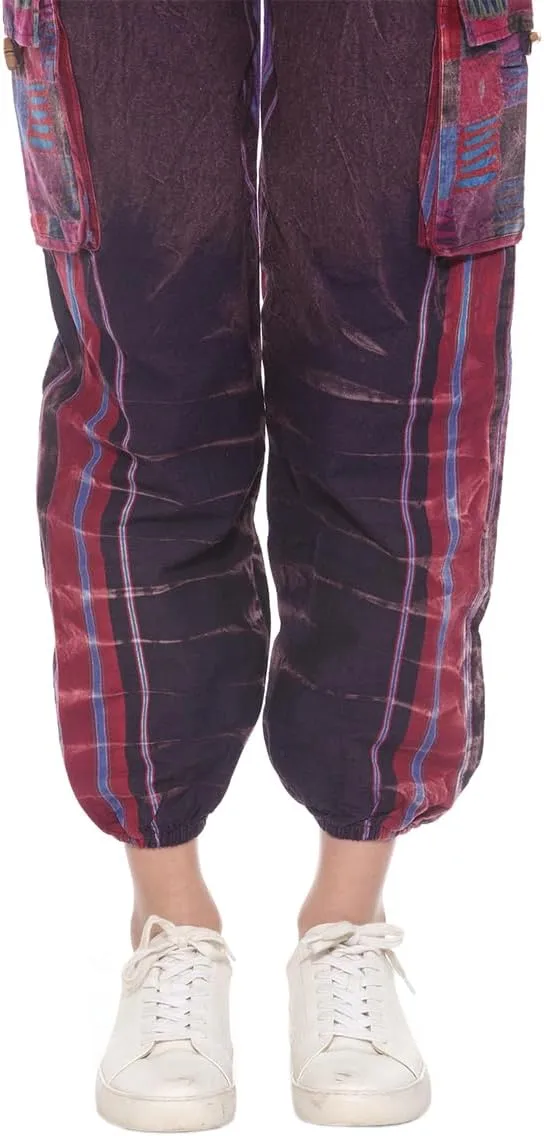 THE COLLECTION ROYAL Unisex Hippie Stonewashed Bohemian Casual Rave Festival Harem Drawstring Boho Trouser Jogger Pants