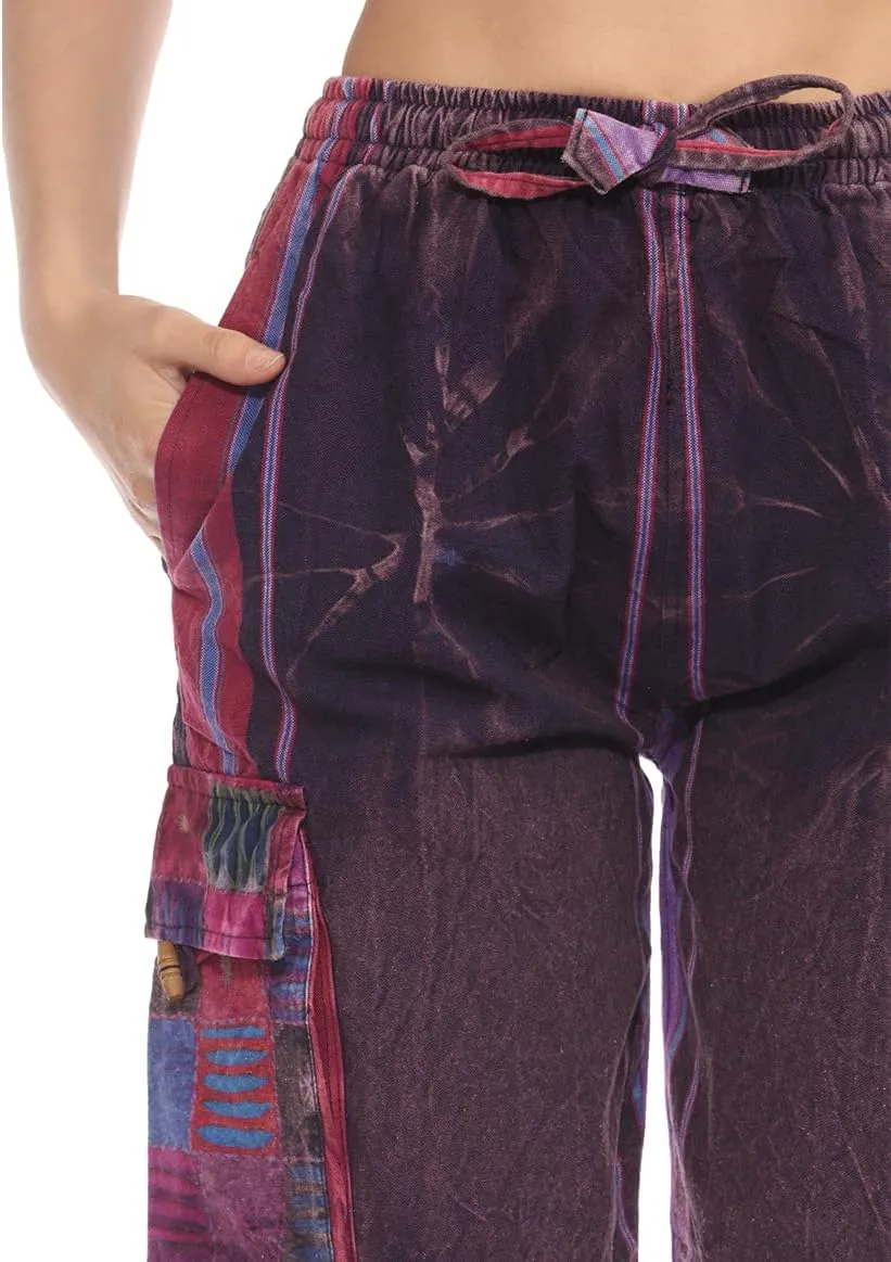 THE COLLECTION ROYAL Unisex Hippie Stonewashed Bohemian Casual Rave Festival Harem Drawstring Boho Trouser Jogger Pants