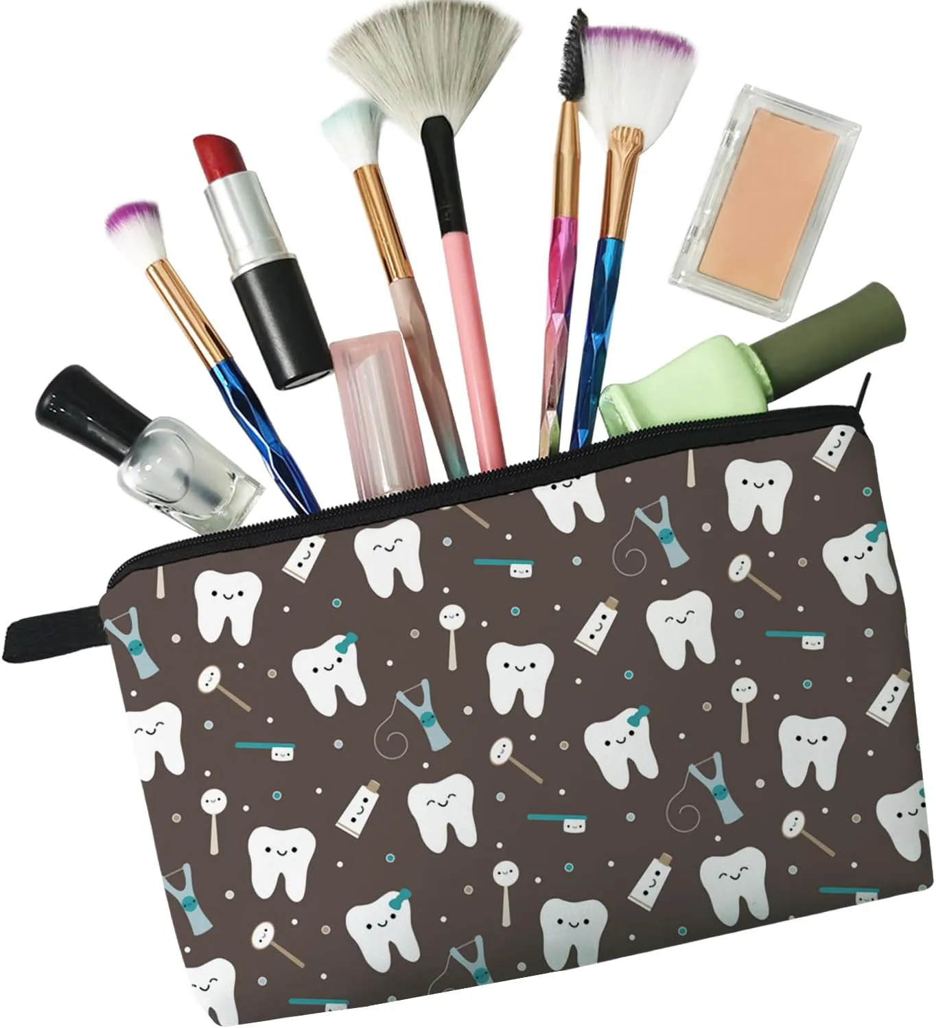 Tooth Dental Cosmetic Bag for Women Cute Small Makeup Bag for Purse Travel Toiletry Zipper Pouch for Girls Gift for Dentists Tooth Dental Makeup Bag for Her