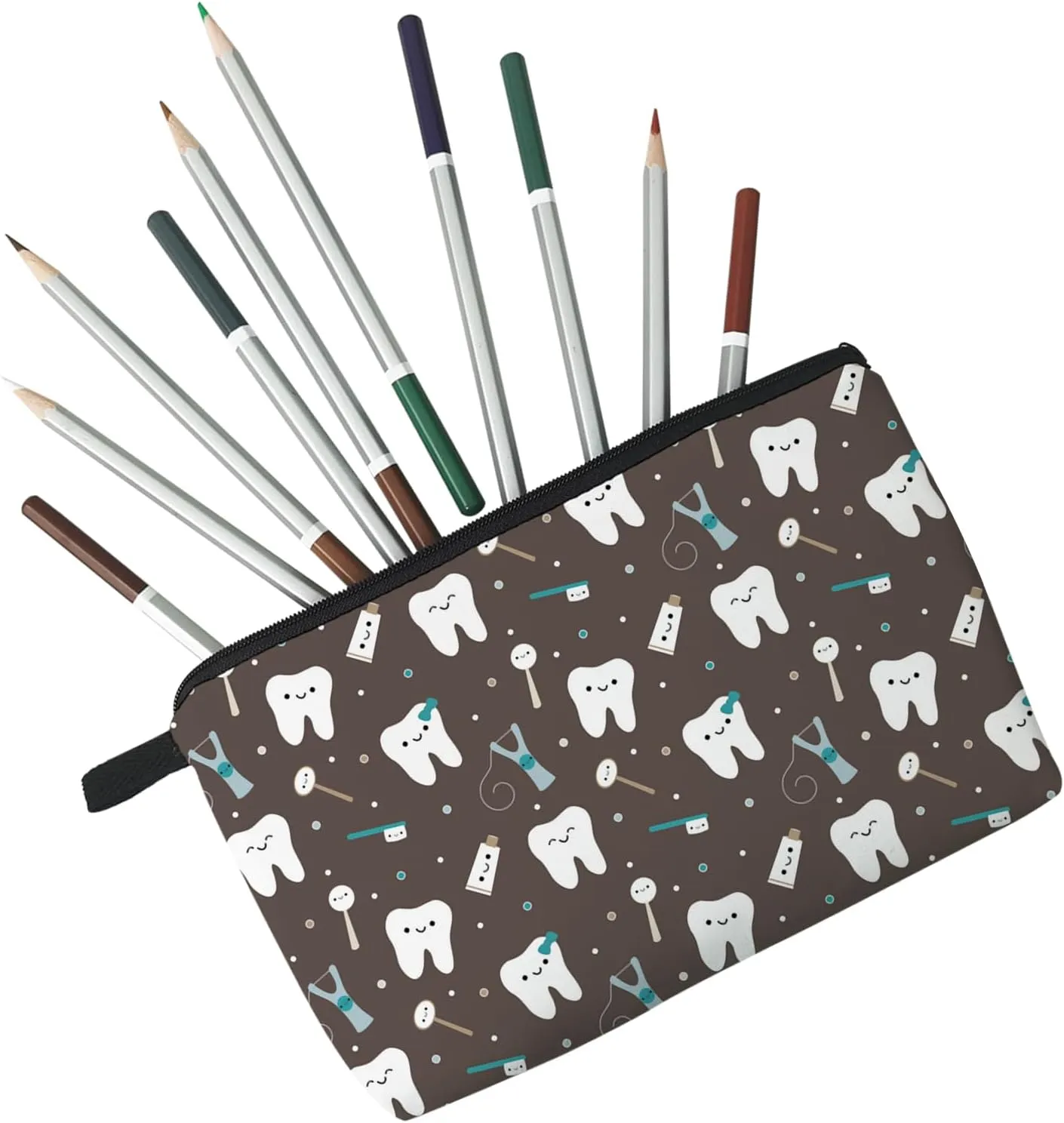 Tooth Dental Cosmetic Bag for Women Cute Small Makeup Bag for Purse Travel Toiletry Zipper Pouch for Girls Gift for Dentists Tooth Dental Makeup Bag for Her