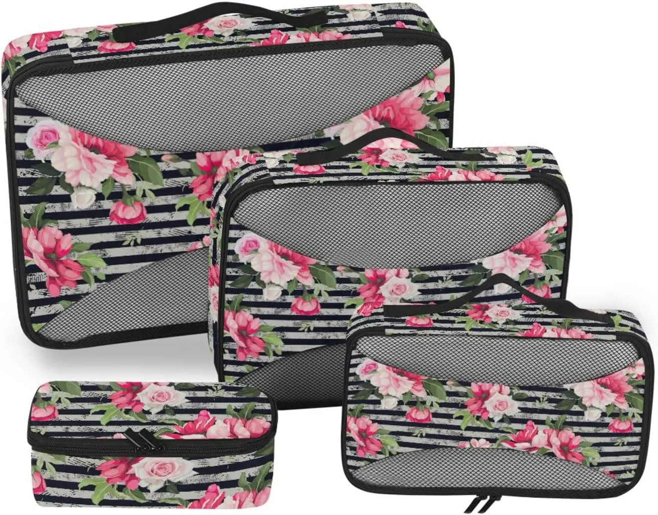Travel Cubes for Packing 4 Set Luggage Cubes for Packing Suitcase Cubes Pqcking Cubes Floral Stripe