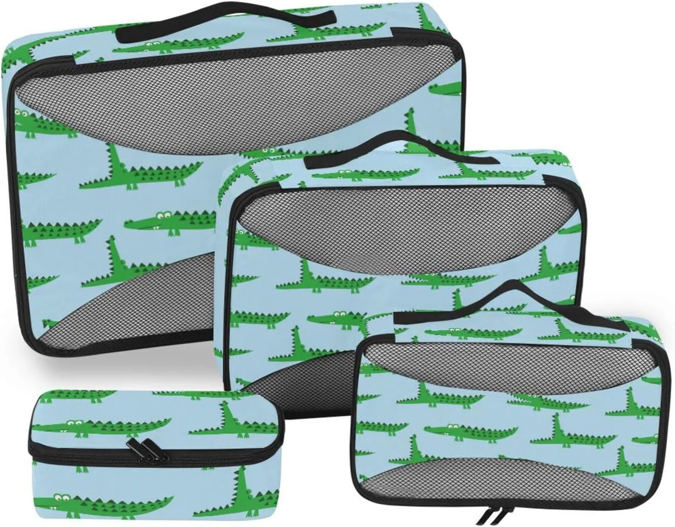 Travel Cubes for Packing 4 Set Luggage Packing Cubes Packing Organizers for Luggage Paxking Cubes Blue Cute Alligator Cartoon
