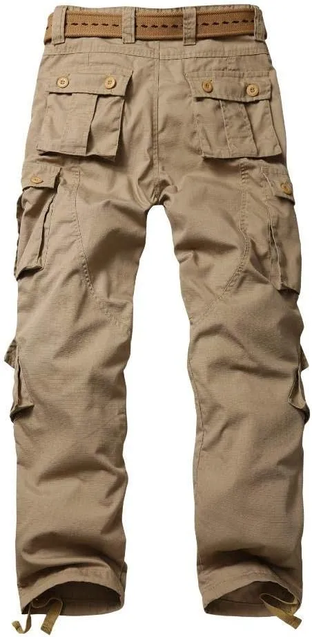 TRGPSG Men's Hiking Pants, Outdoor Ripstop Wild Cargo Pants, Multi-Pocket Army Camo Pants, Lightweight Casual Pants