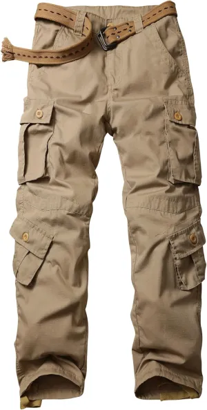 TRGPSG Men's Hiking Pants, Outdoor Ripstop Wild Cargo Pants, Multi-Pocket Army Camo Pants, Lightweight Casual Pants