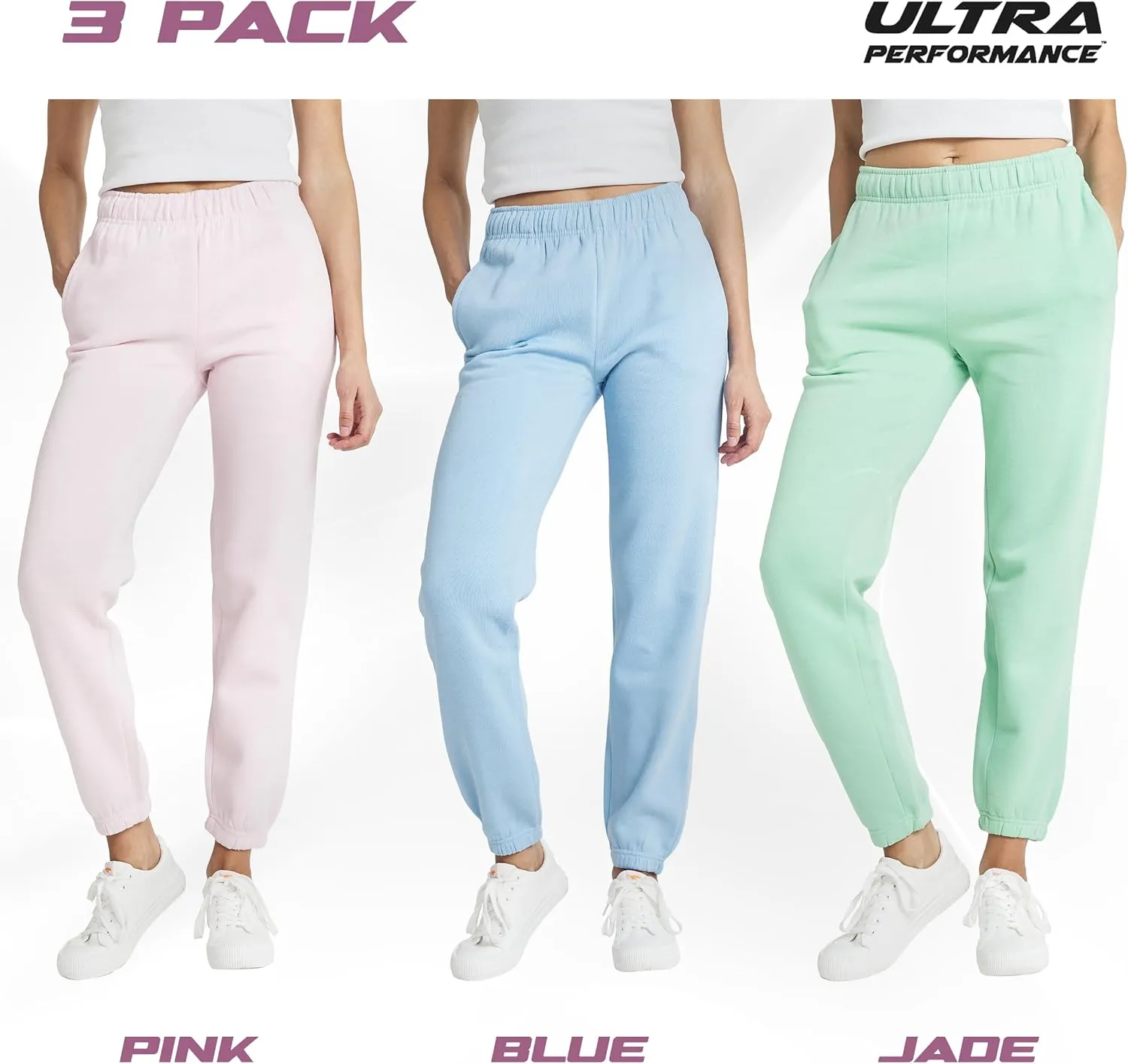 Ultra Performance Womens 3 PK High Waisted Fleece Cinched Pant