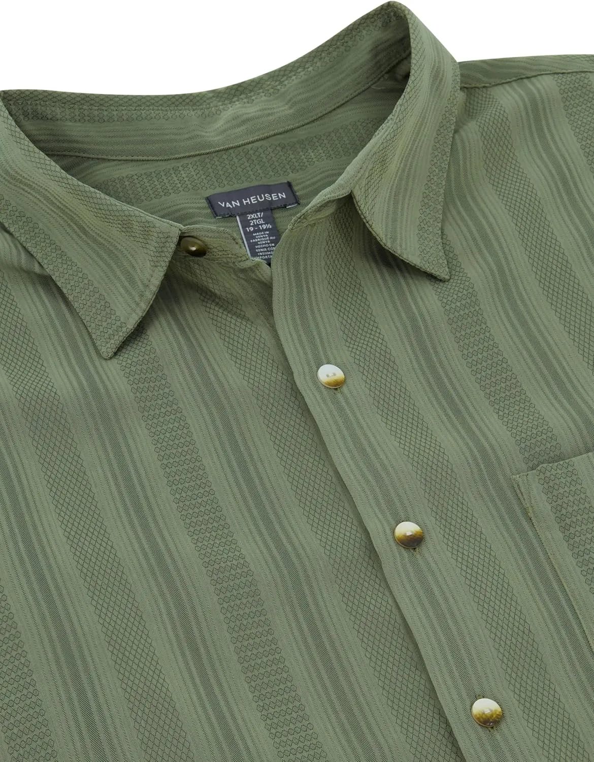 Van Heusen Men's Big and Tall Air Short Sleeve Button Down Poly Rayon Stripe Shirt